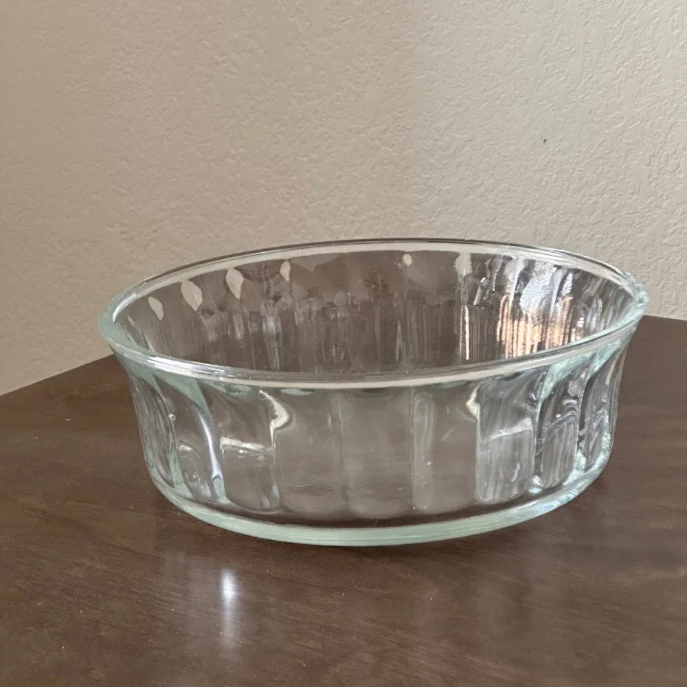 VTG Large Serving Bowl Clear‎ Glass Baking Dish Paneled Sides 7